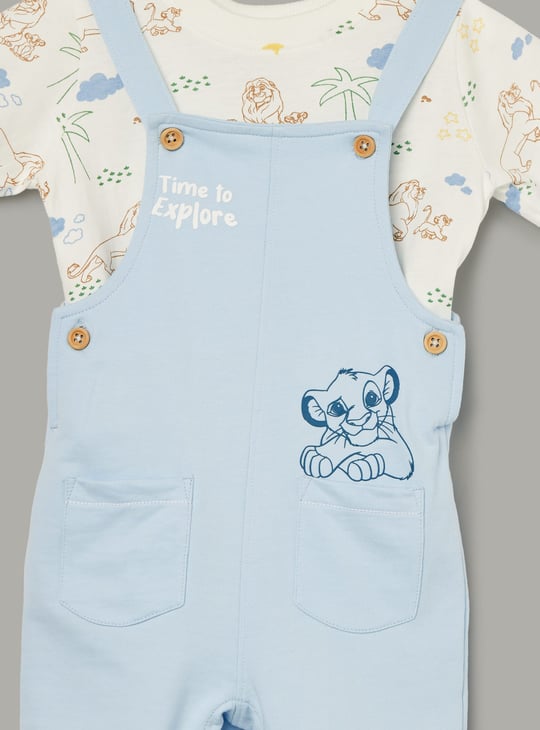 JUNIORS Boys The Lion King Print Dungarees with T-shirt