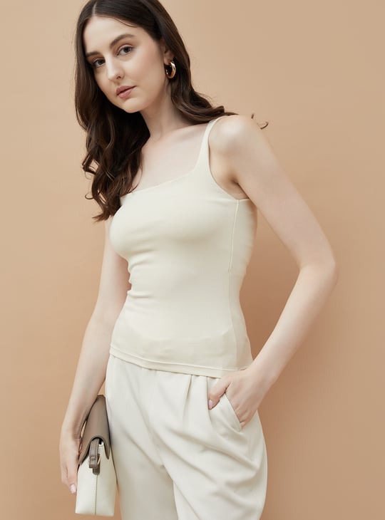 CODE Solid Knitted Spaghetti Top