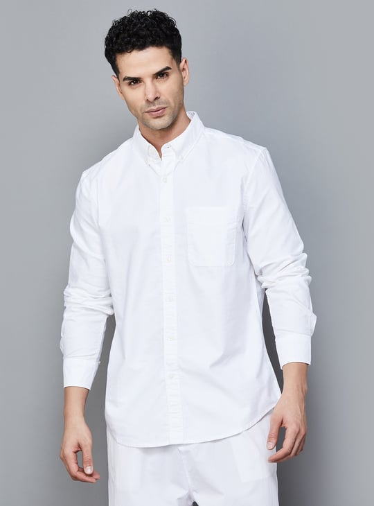 american eagle white dress shirt AE Relaxed Fit Oxford Button-Up Shirt Men's White M Tall