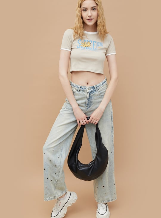 GINGER Garfield Printed Crop T-shirt