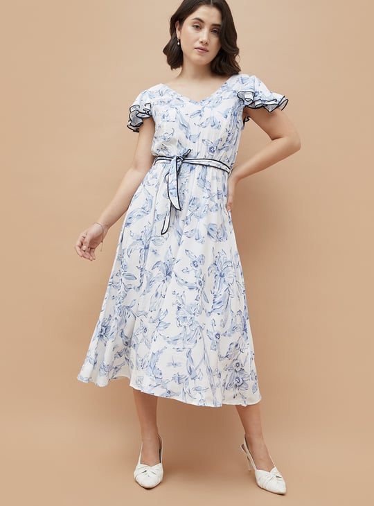 CODE Floral Print Midi Dress