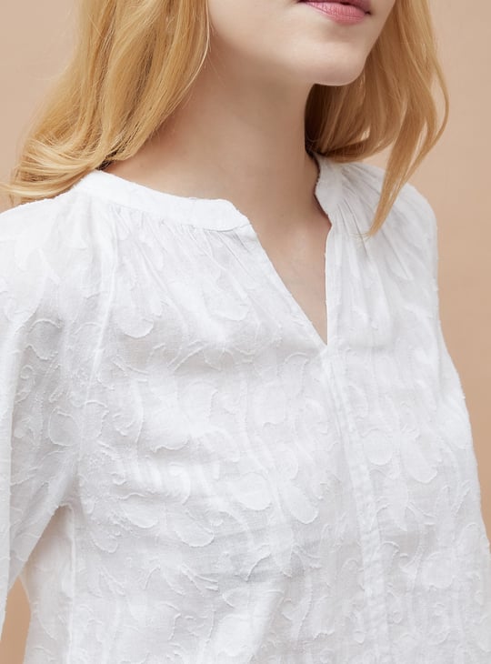 FAME FOREVER Jacquard Band Collar Top