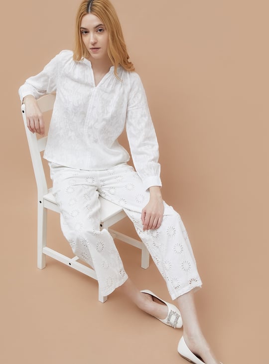 FAME FOREVER Jacquard Band Collar Top
