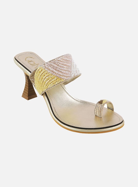 CATWALK Embellished Strap Spool Heels