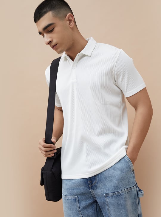 FORCA Ribbed Knit Polo T-shirt