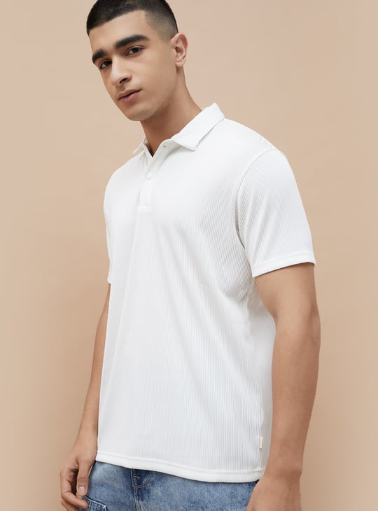 FORCA Ribbed Knit Polo T-shirt