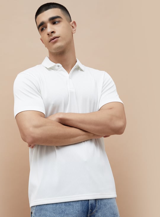 FORCA Ribbed Knit Polo T-shirt