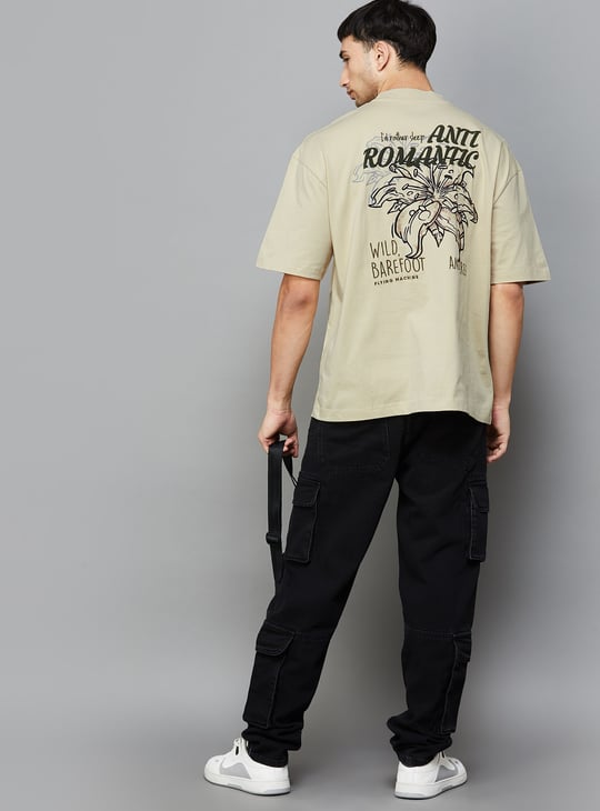 FLYING MACHINE Back Graphic Print Oversized T-shirt