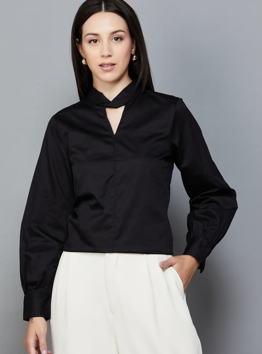 AND Solid Keyhole Neck Top