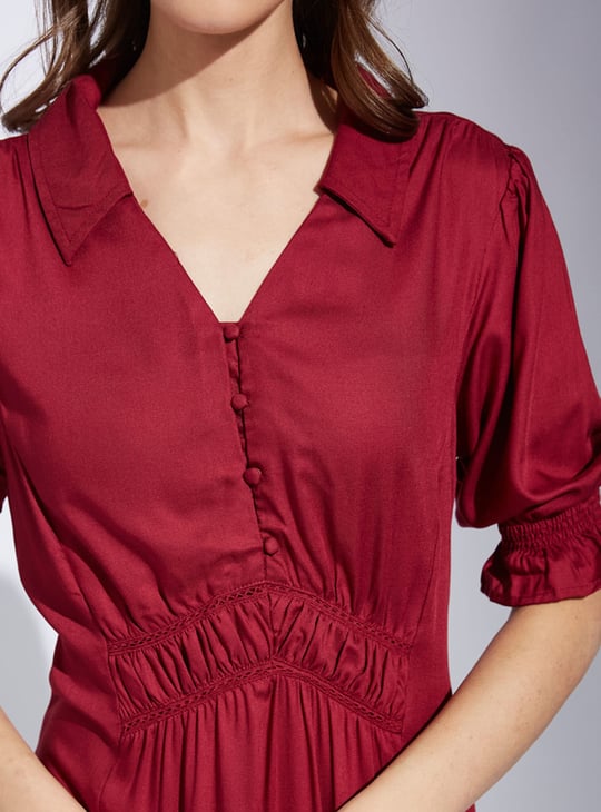 LATIN QUARTERS Solid Midi Dress