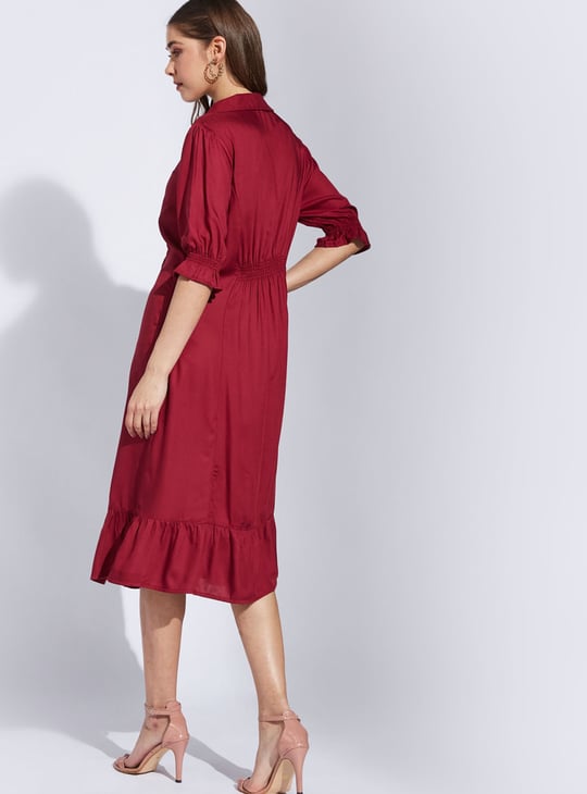 LATIN QUARTERS Solid Midi Dress