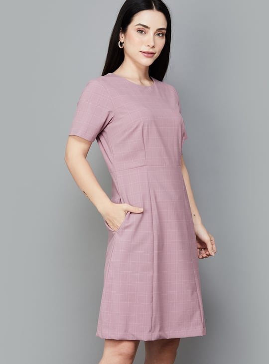 VAN HEUSEN Checked A-line Dress