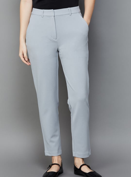 VAN HEUSEN Solid Regular Fit Formal Trousers