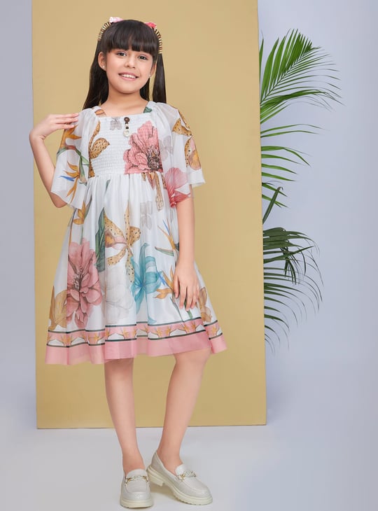 PEPPERMINT Girls Floral Print A-Line Dress