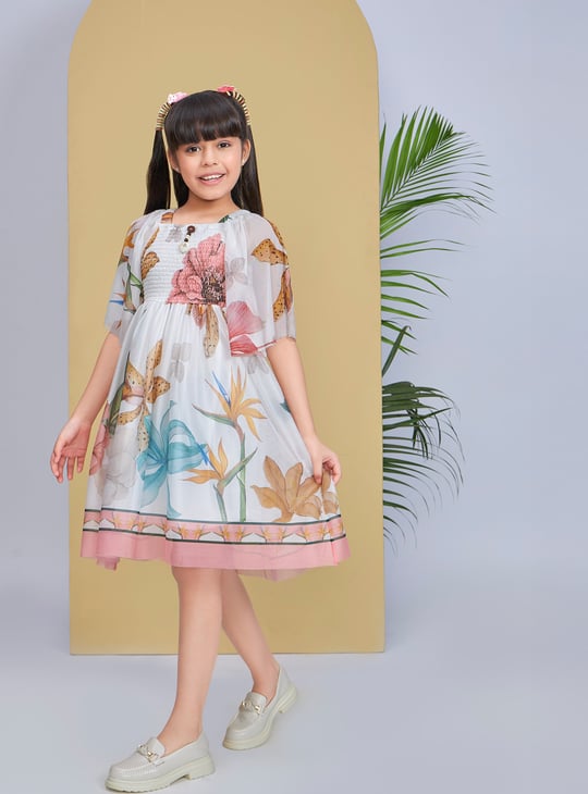 PEPPERMINT Girls Floral Print A-Line Dress
