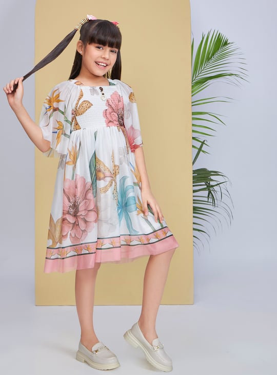 PEPPERMINT Girls Floral Print A-Line Dress