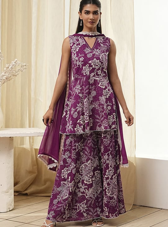 BIBA Floral Print Sharara Set