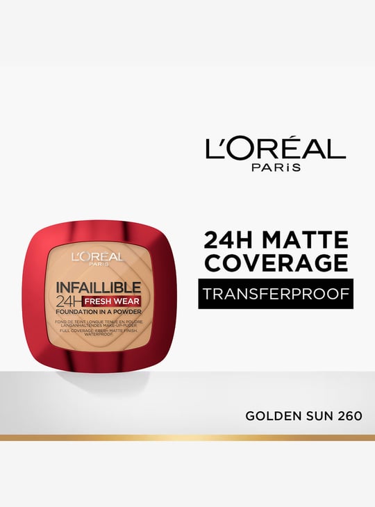 L'OREAL PARIS Infallible 24H Fresh Wear Powder Foundation - 260 Golden Sun - 9g