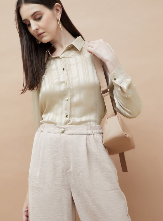 CODE Metallic Striped Shirt with Camisole