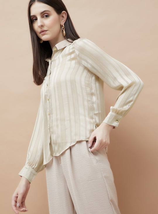 CODE Metallic Striped Shirt with Camisole