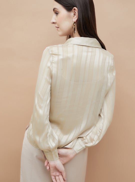 CODE Metallic Striped Shirt with Camisole