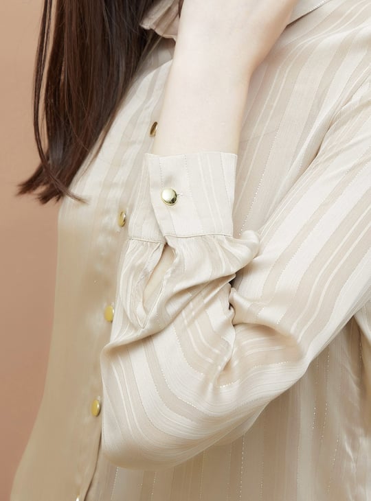 CODE Metallic Striped Shirt with Camisole