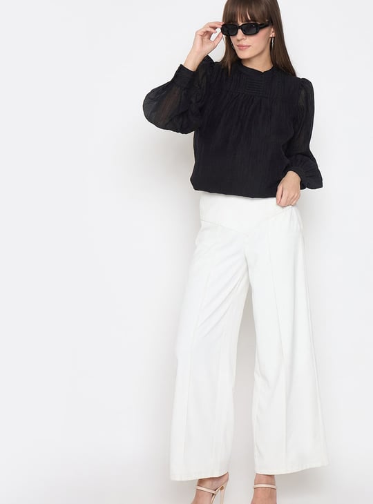 MADAME Lace-Detailed Bishop Sleeve Top