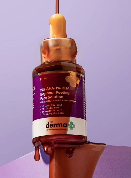THE DERMA CO 15 Percent AHA And1 Percent BHA Beginner Face Peeling Solution - 30ml
