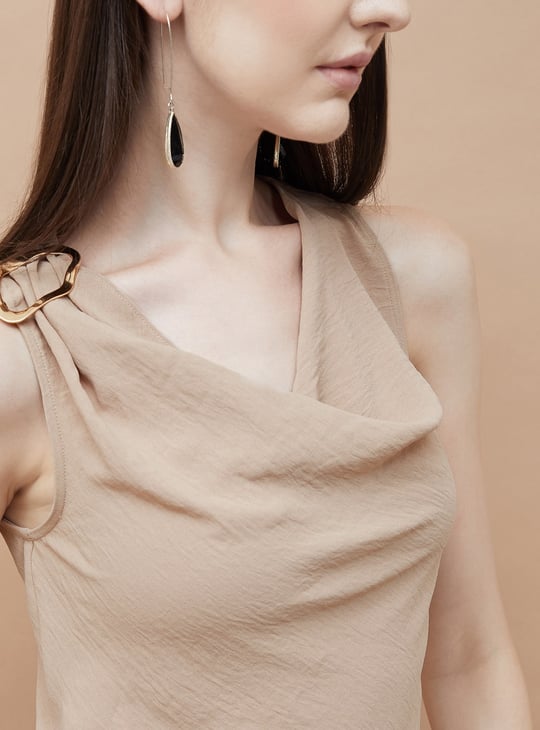 CODE Solid Cowl Neck Top