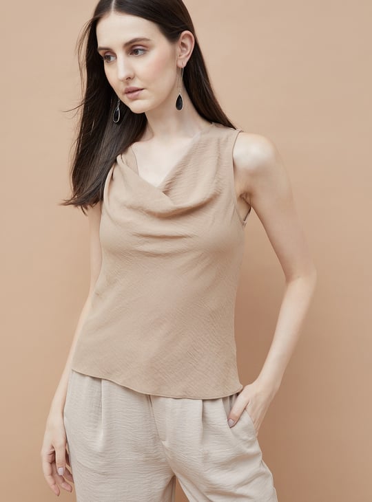CODE Solid Cowl Neck Top