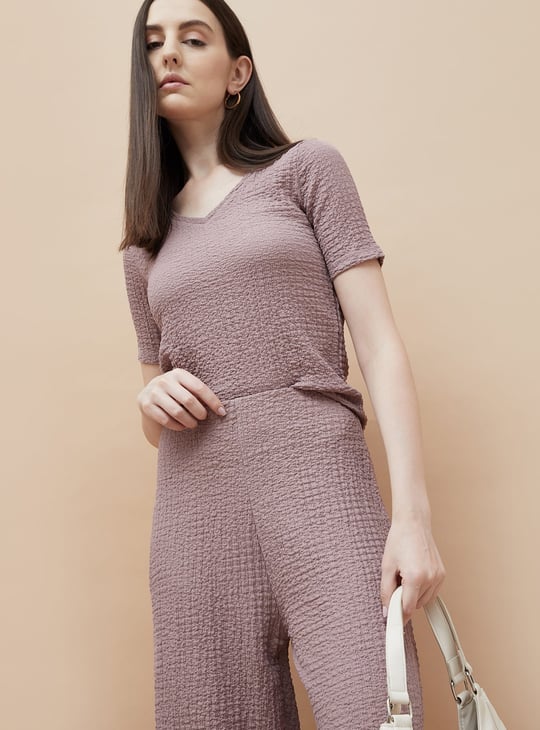 CODE Textured V-Neck Top