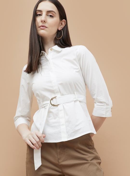 CODE CLASSIC Solid Shirt with Belt