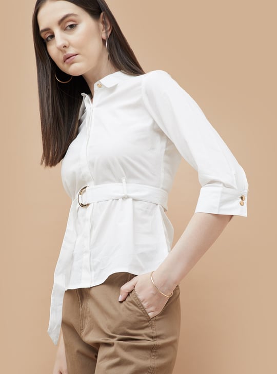 CODE CLASSIC Solid Shirt with Belt