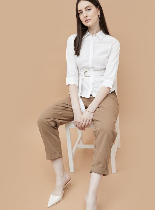 CODE CLASSIC Solid Shirt with Belt