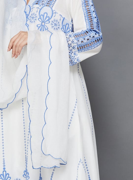 BIBA Embroidered A-line Kurta Set