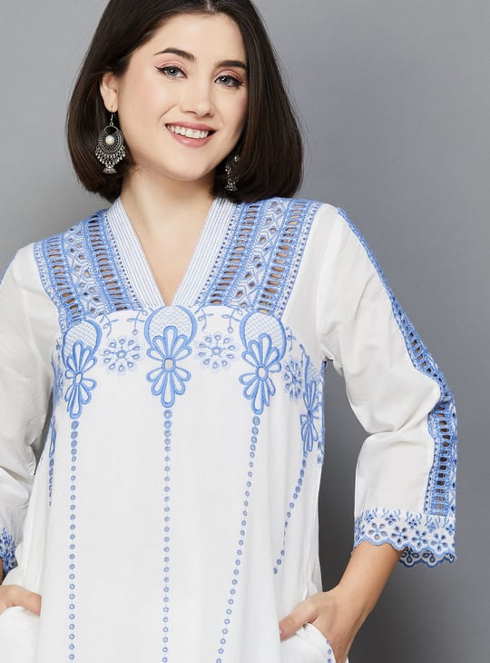BIBA Embroidered A-line Kurta Set