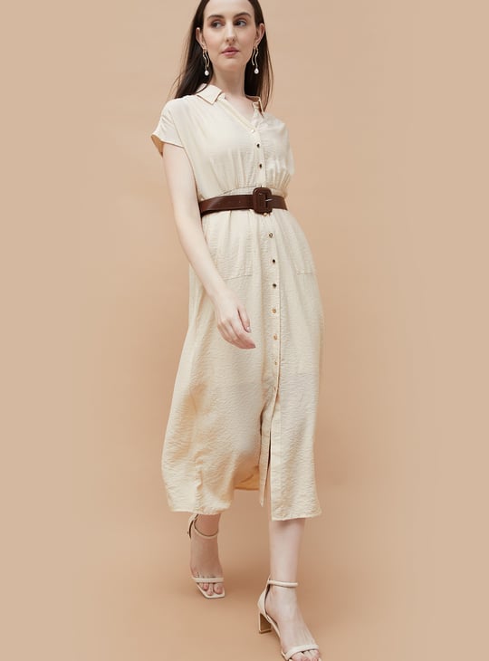 CODE Texured Shirt Dress with Inner