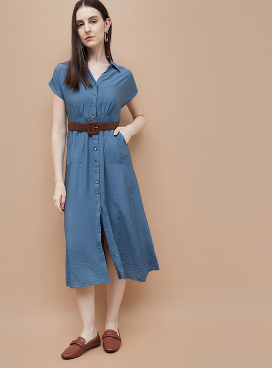 CODE Solid Shirt Dress