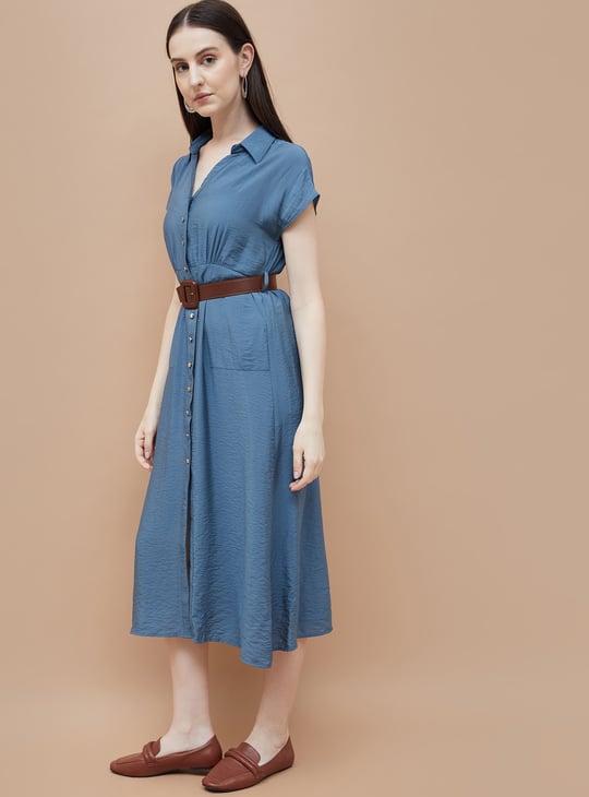 CODE Solid Shirt Dress
