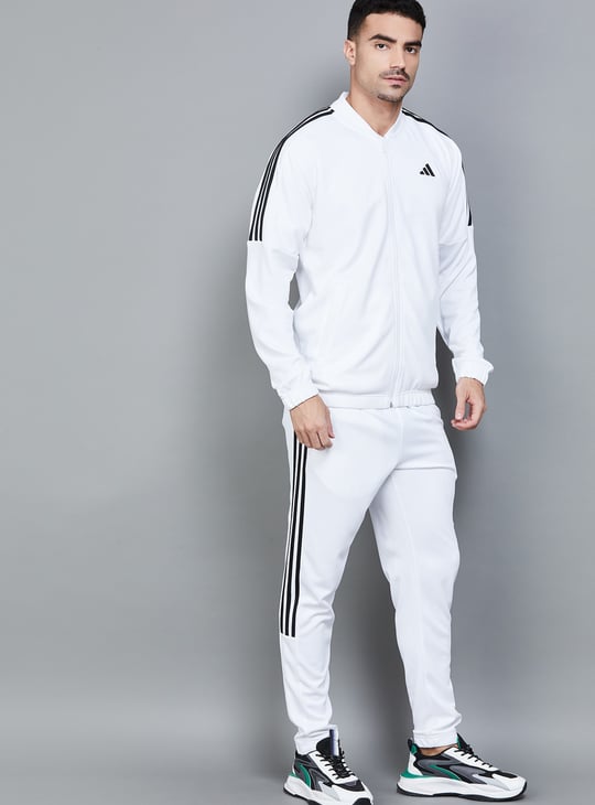 stripes adidas white tracksuit bottoms