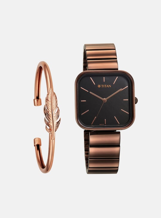 TITAN Purple Stackables Analog Watch with Cuff Bracelet - NT2715QM01F