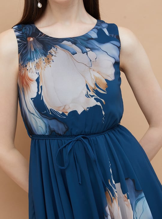CODE Floral Print Asymmetric Hem Dress