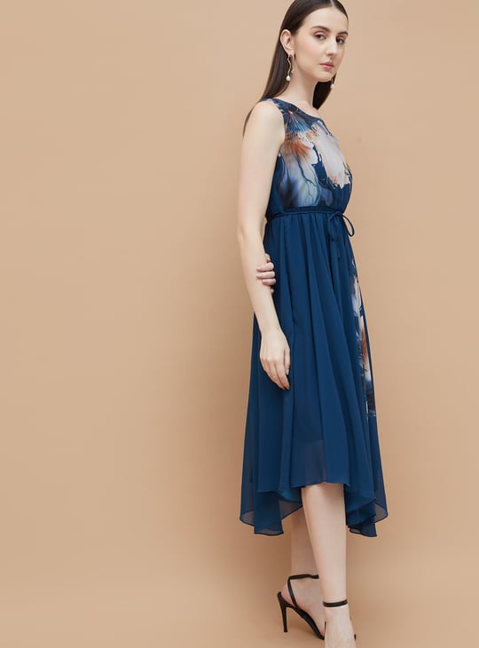 CODE Floral Print Asymmetric Hem Dress