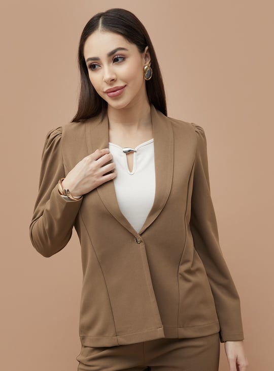 CODE Panelled Shawl Collar Single Breasted Blazer