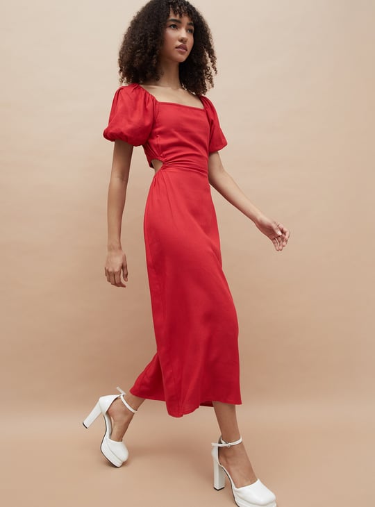 red ginger dress GINGER Solid A-line Dress