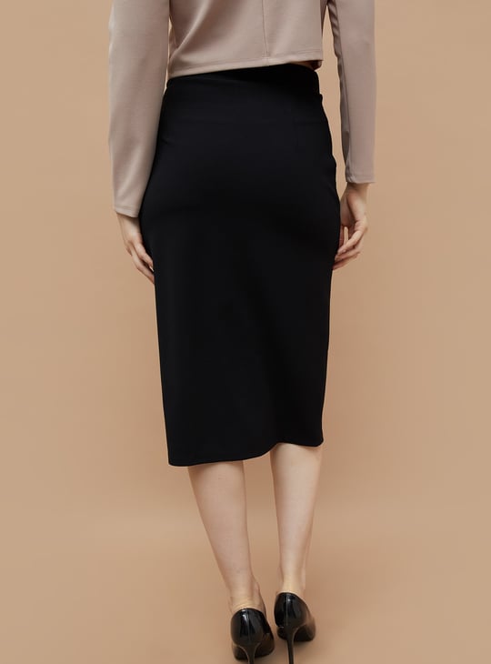 CODE Solid Belted Skirt
