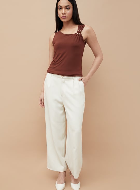CODE Ring Detailed Asymmetric Neck Top