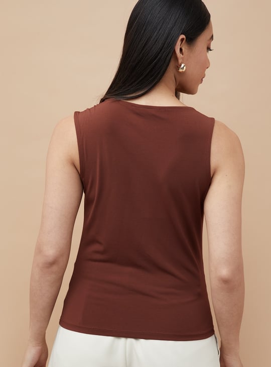 CODE Ring Detailed Asymmetric Neck Top