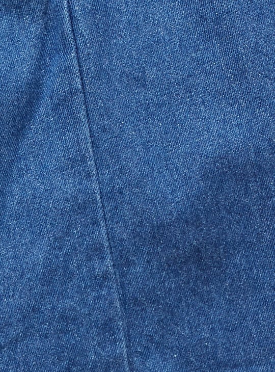 GINGER Solid Fit & Flare Denim Dress