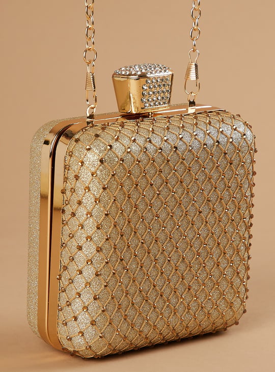 CODE Embellished Box Clutch